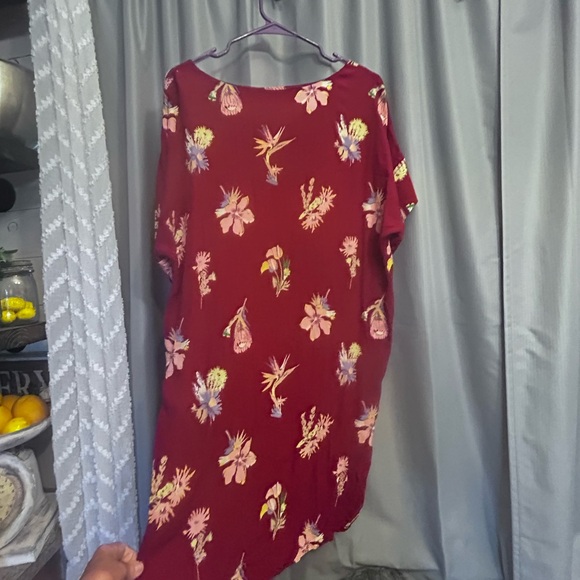 Madewell Women’s Size Medium Novel Shirt Dress Red Bird of Paradise Print XL - Picture 4 of 7